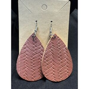 Brown faux leather weave Earrings